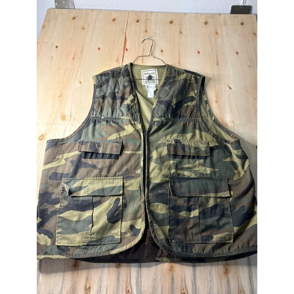 Northwest Territory Mens Camo Hunting Vest Utility Woodland Tactical XL